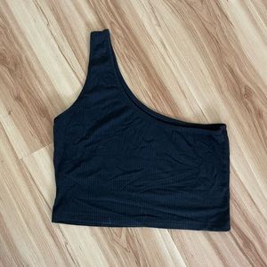 One shoulder black tank top